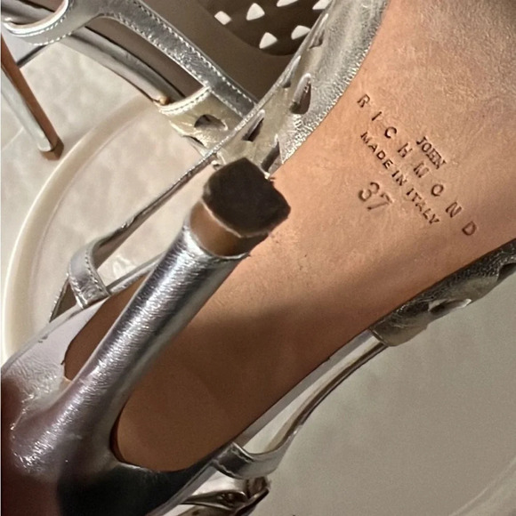 John Richmond Silver Stiletto Heels with Cutout Design - Picture 7 of 7